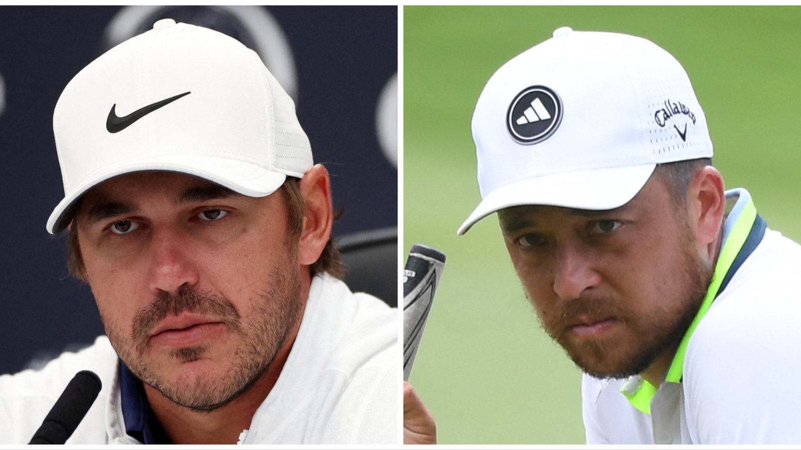 Xander Schauffele with Ryder Cup dagger (?!) to Brooks Koepka